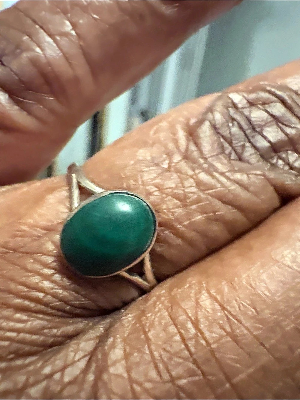 Green Oval Stone Ring